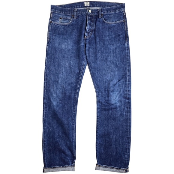 J.CREW  484 SLIM JEAN  RAW INDIGO DYED SELVEDGE DENIM MENS SIZE 34 x 31 - Picture 1 of 12